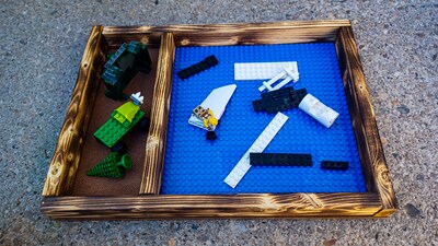 Building Block Tray Wooden, Works with All Major Plastic Block Brands  Including Lego (3 size and color options)
